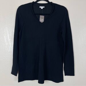 J. Jill Women's Merino Wool Black V-Neck long sleeve Top